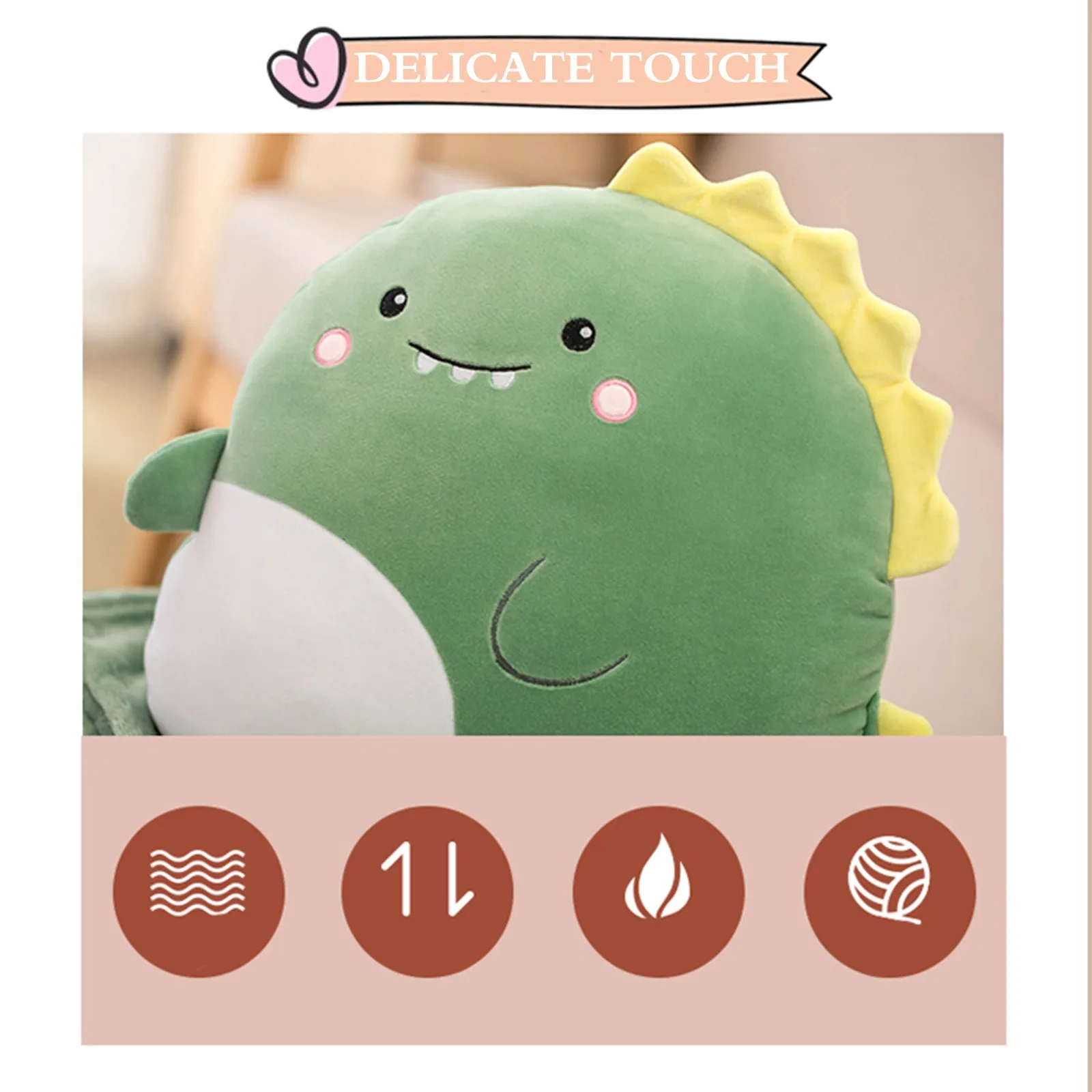 

Green Lovely Soft Dinosaur Plush Pillow Cute Anime Pillow Stuffed Animal Toys Comfortable Interesting Birthday Present