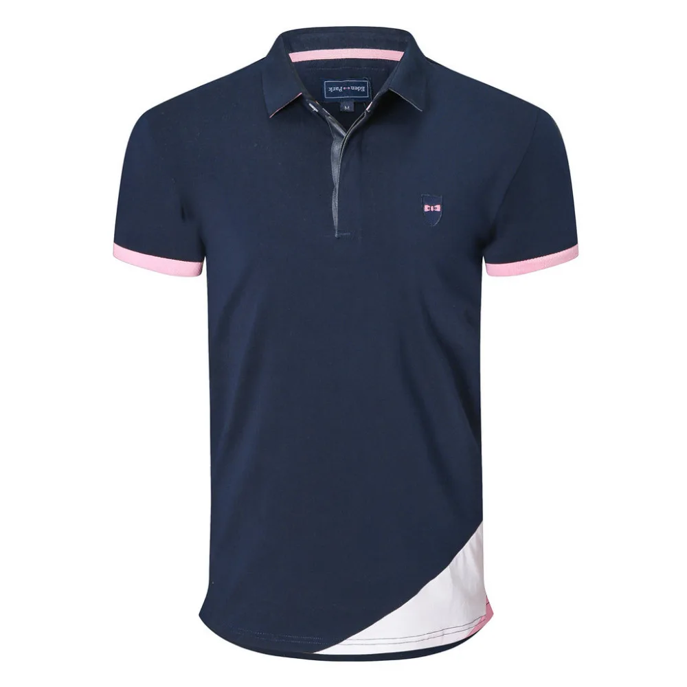 Мужская хлопковая рубашка-поло с коротким рукавом вышивкой | - Цена: 2061.56