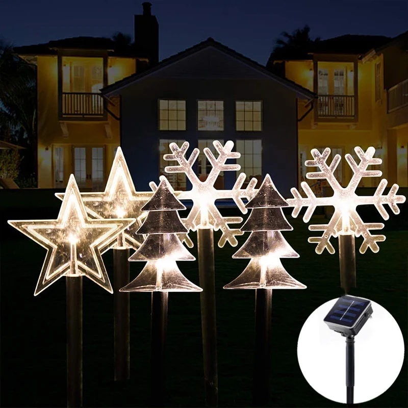 

Christmas Tree Snowflake Star Solar Yard Stakes Lights Outdoor Waterproof, Solar Christmas Decoration Outdoor Yard, Garden Decor