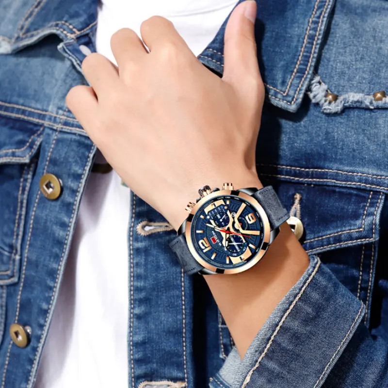 

Blue Men Casual Sports Quartz Watches Men's Luxury Brand Date Waterproof Watch Leather Analog Business Clocks Relogio Masculino