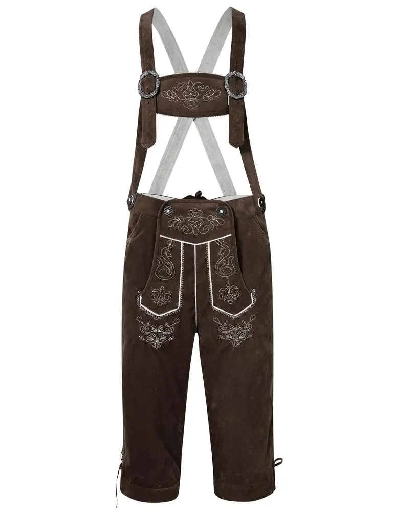 Винтажные мужские брюки на бретелях из искусственного флиса с вышивкой | Мужская