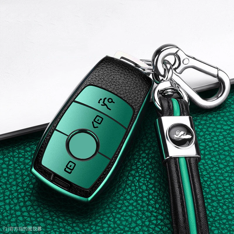 

New TPU+Leather grain Car Key Protection Case Cover For Mercedes Benz 2017 2018 E Serials E300 E200 E220 Maybach S320L S450 S350