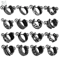 zs 1 pair gothic punk 316l stainless steel earrings men women hip hop rock vintage circle stud earrings ear jewelry accessories