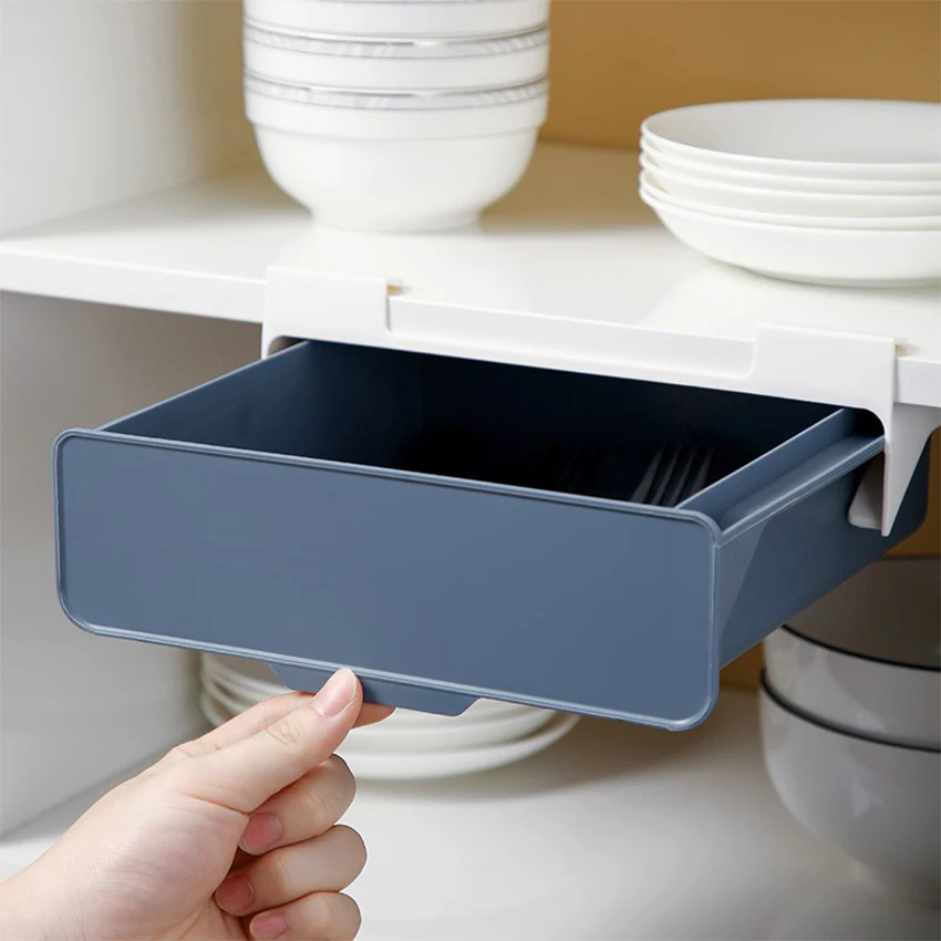 Kitchen Cabinet Divider Shelf Drawer Organizer Utensil Holder Under Desk Hanging Storage Box Fork Spoon Tray | Дом и сад