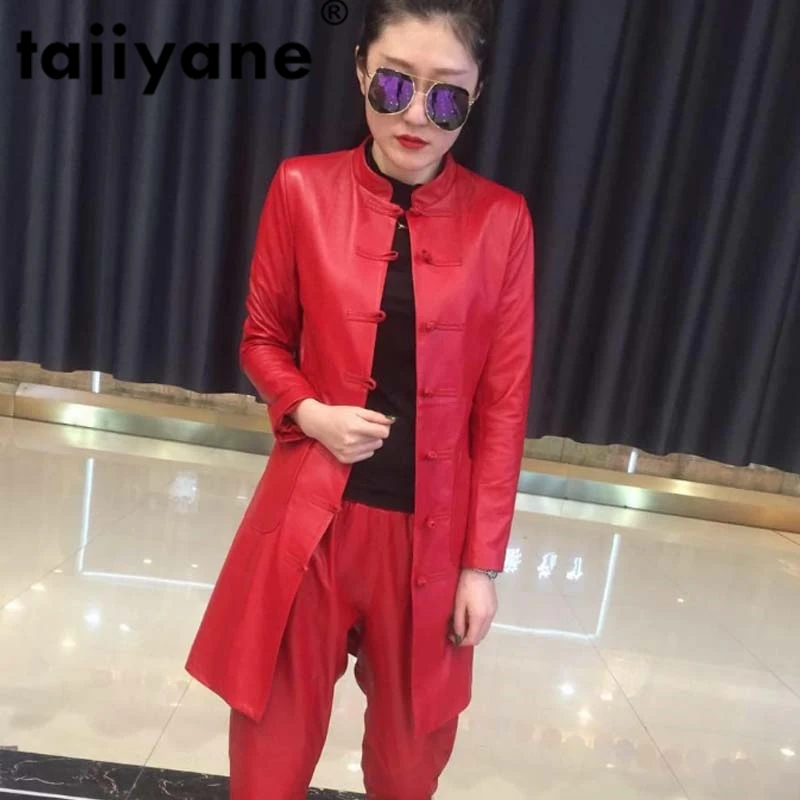 Женская куртка из натуральной кожи осенняя приталенная овечьей шкуры китайские