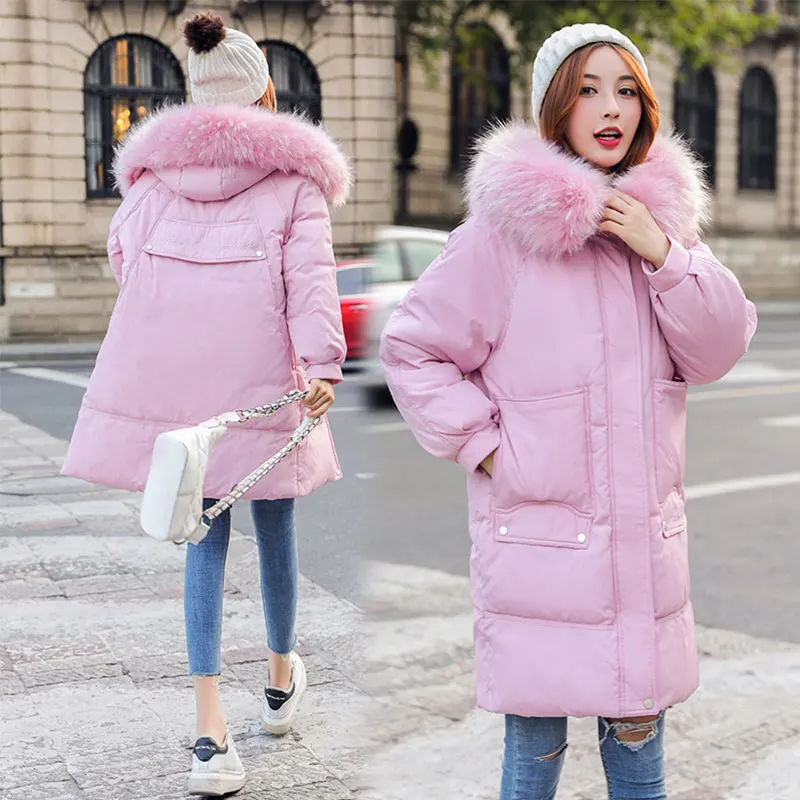 Длинное женское меховое пальто оверсайз с капюшоном зимнее пуховое Толстая