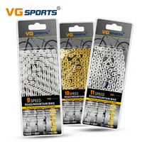 VG Sports Mountain Road Bike Bicycle Chain 6 7 8 9 10 11 Speed Velocidade Titanium Rainbow Gold Silver MTB Chains Part 116 Links