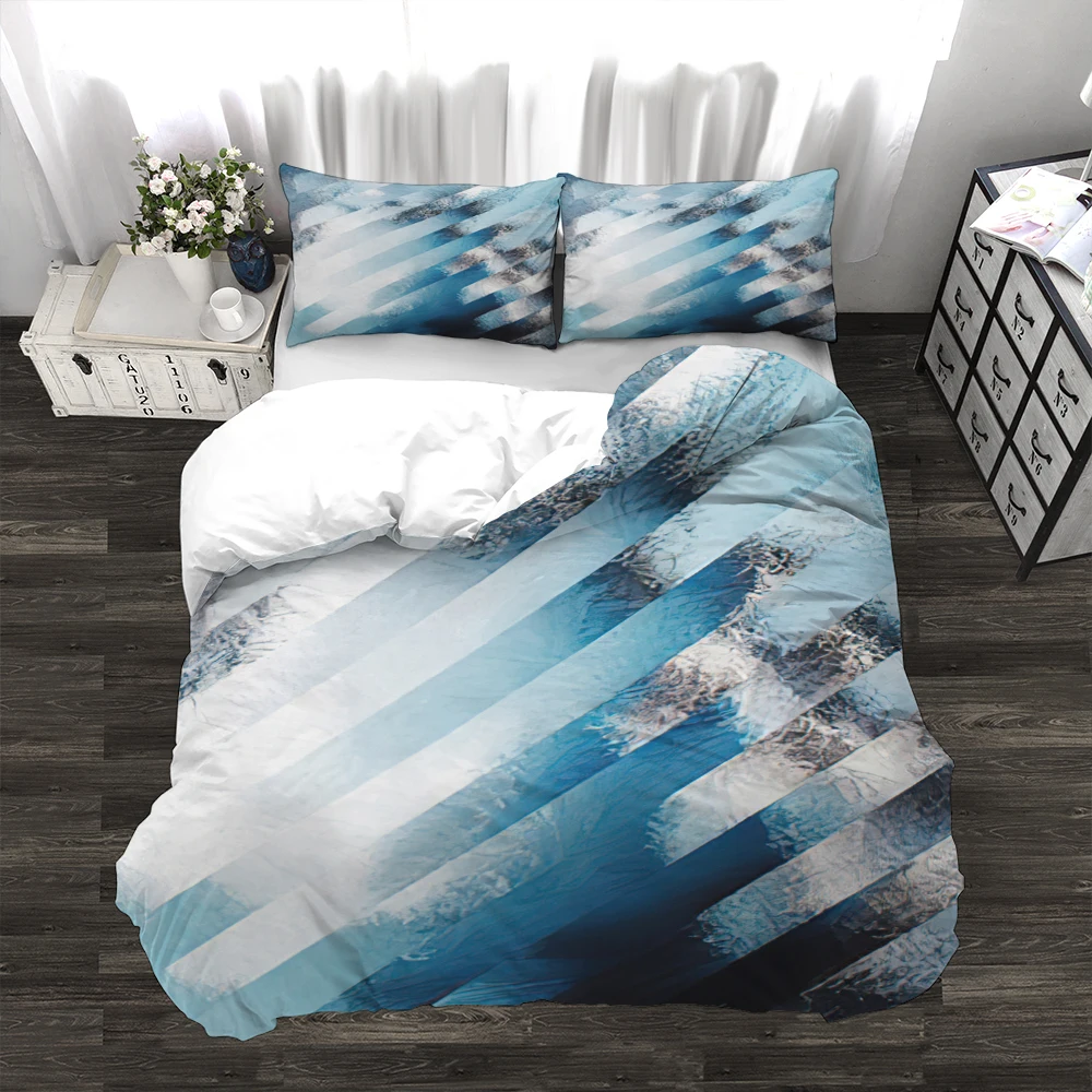 

3pcs Duvet Cover Set Customizable Polyester Stylish Durable ocean Striped Pattern Art Style Comforter Bedding Set AU US UK Size
