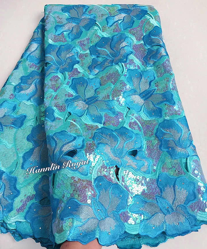 Красивая кофейная большая африканская кружевная ткань из органзы ручной работы