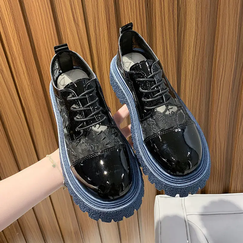 

Женские весенние туфли SONDR в британском стиле, новинка 2021, повседневные лоферы на толстой подошве в студенческом стиле, модная обувь из нату...