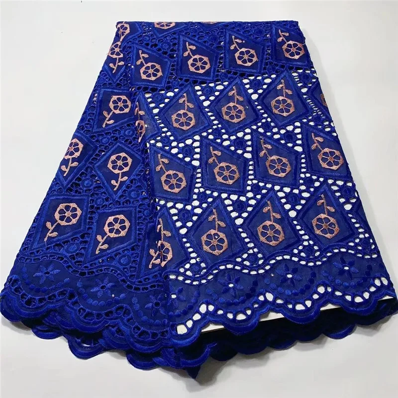Королевский синий африканский швейцарский вуаль кружева в швейцарской Высокое
