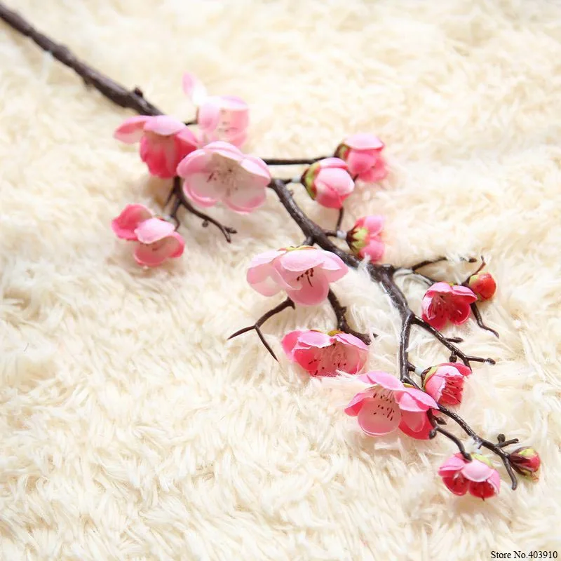 

Plum Cherry blossoms Artificial Silk flowers flores Sakura tree branches Home table living room Decor DIY Wedding Decoration