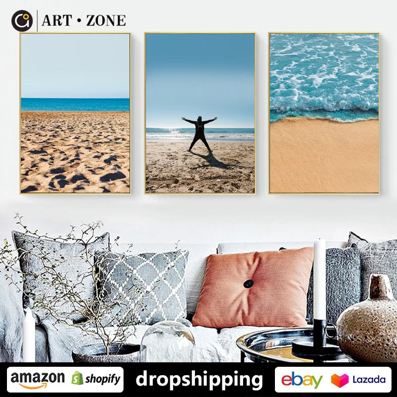 

ART ZONE Modern Nordic Beach Landscape prints Wall Art Canvas posters Unframed Artwork Livingroom bedroom Office Decoration