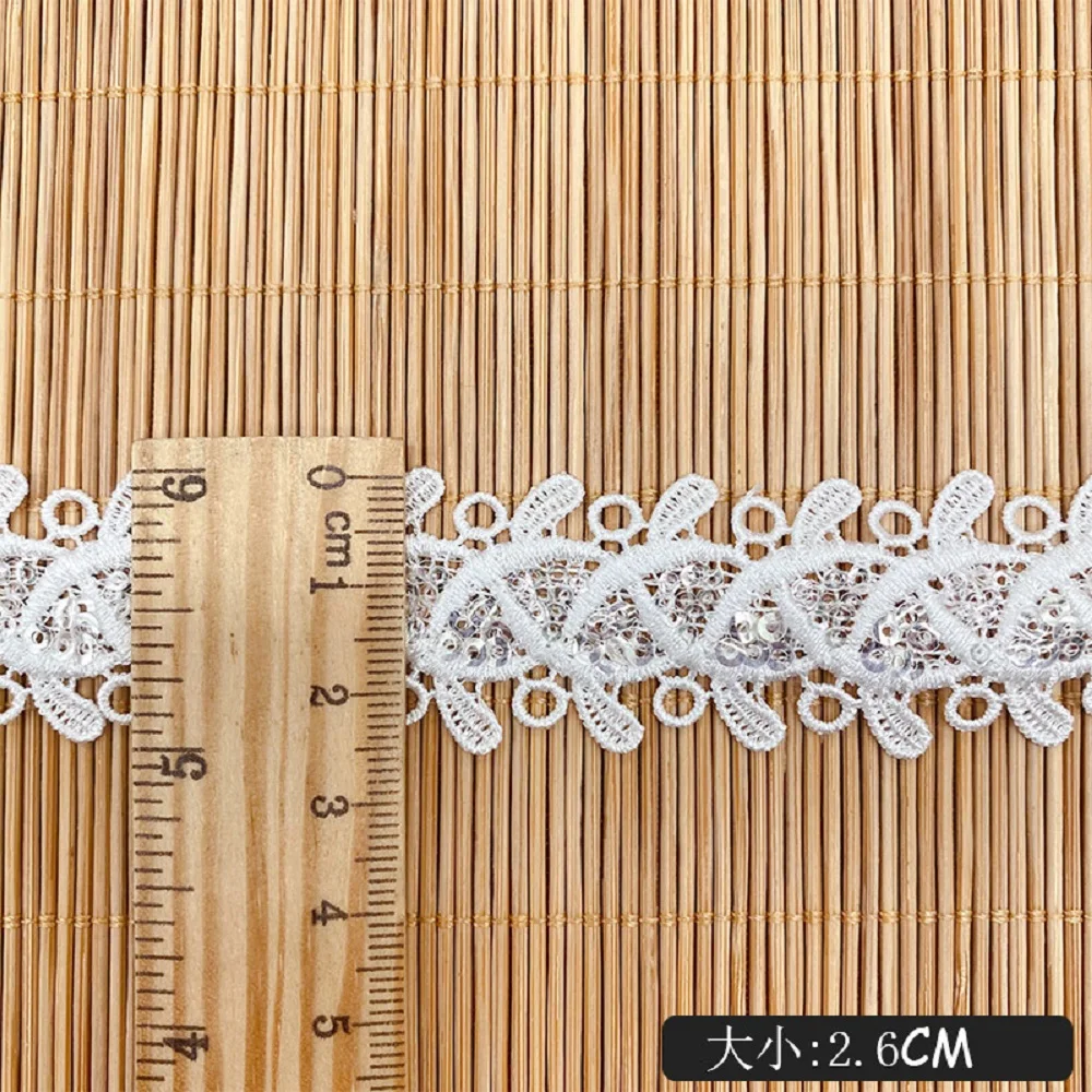 

5 Yards Sequin Lace Wedding Accessories Lace Fabric Lace Embroidery Barcode Lace Width 2.6cm Sequin Lace