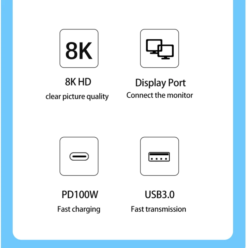 3 в 1 USB Type C док-станция для отображения порта 0 с PD 100 Вт 8K @ 60Hz 4K 144Hz конвертер Mackbook DP