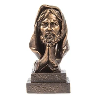 c90d resin crafts jesus christ head bust statue antique bronze finish praying sculpture collectible religious figurines decor