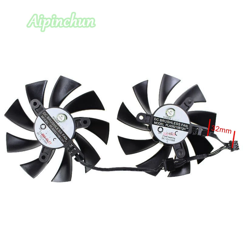 Фото 2 шт. 86 мм PLA09215B12H 12 В 0.55A 4Pin кулер для EVGA GeForce GTX 760 770 780 видеокарта вентилятор 2 шт. 86 мм PLA09215B12H 12 В 0.55A 4Pin кулер для EVGA GeForce GTX 760 770 780 видеокарта вентилятор
