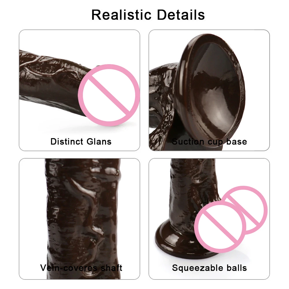 

10 Inch Realistic Dildo Huge Penis Strong Suction Cup Flexible Cock with Curved Shaft and Balls for Vaginal G-spot and Anal