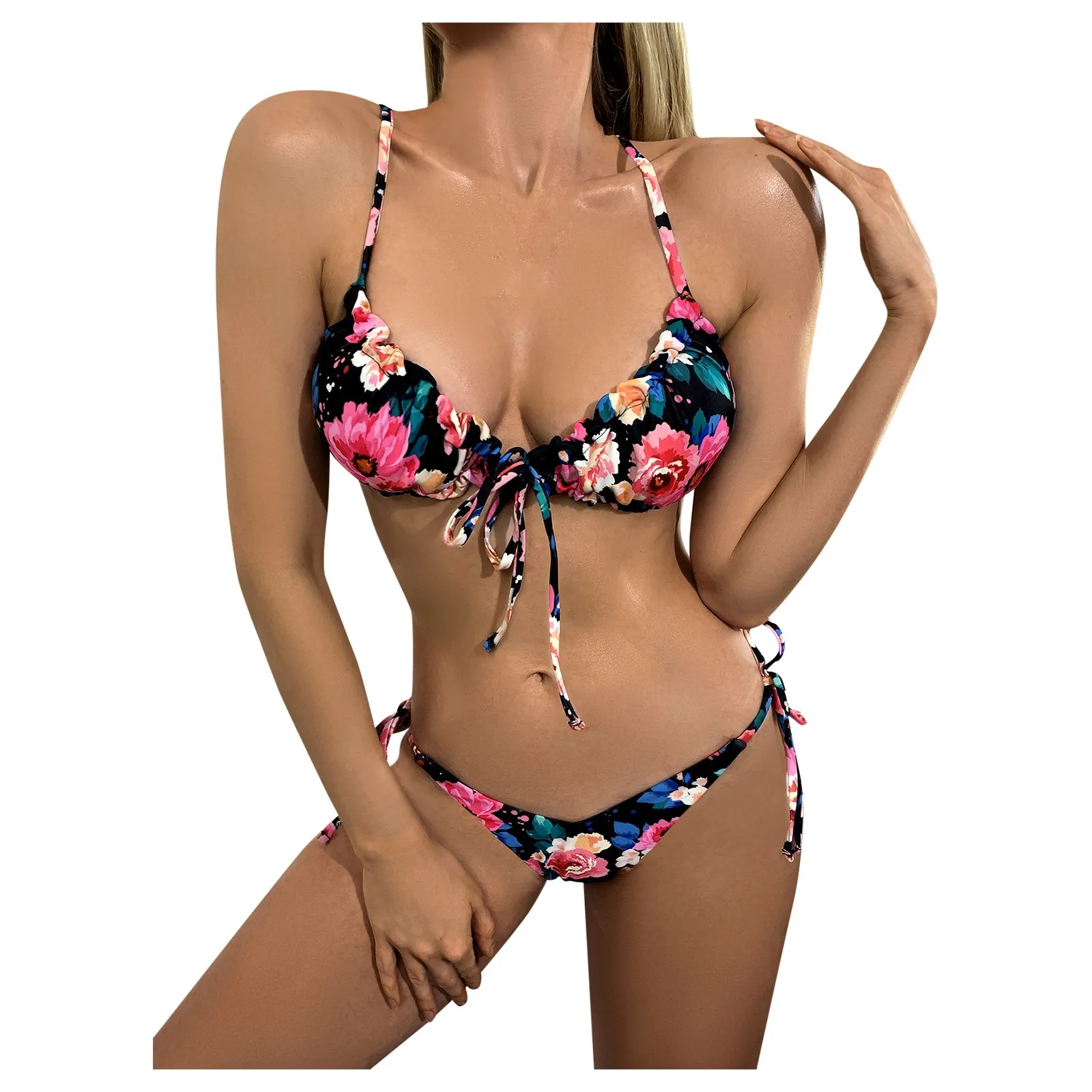 Купальник с цветочным принтом женский купальник бикини купальный костюм 2021