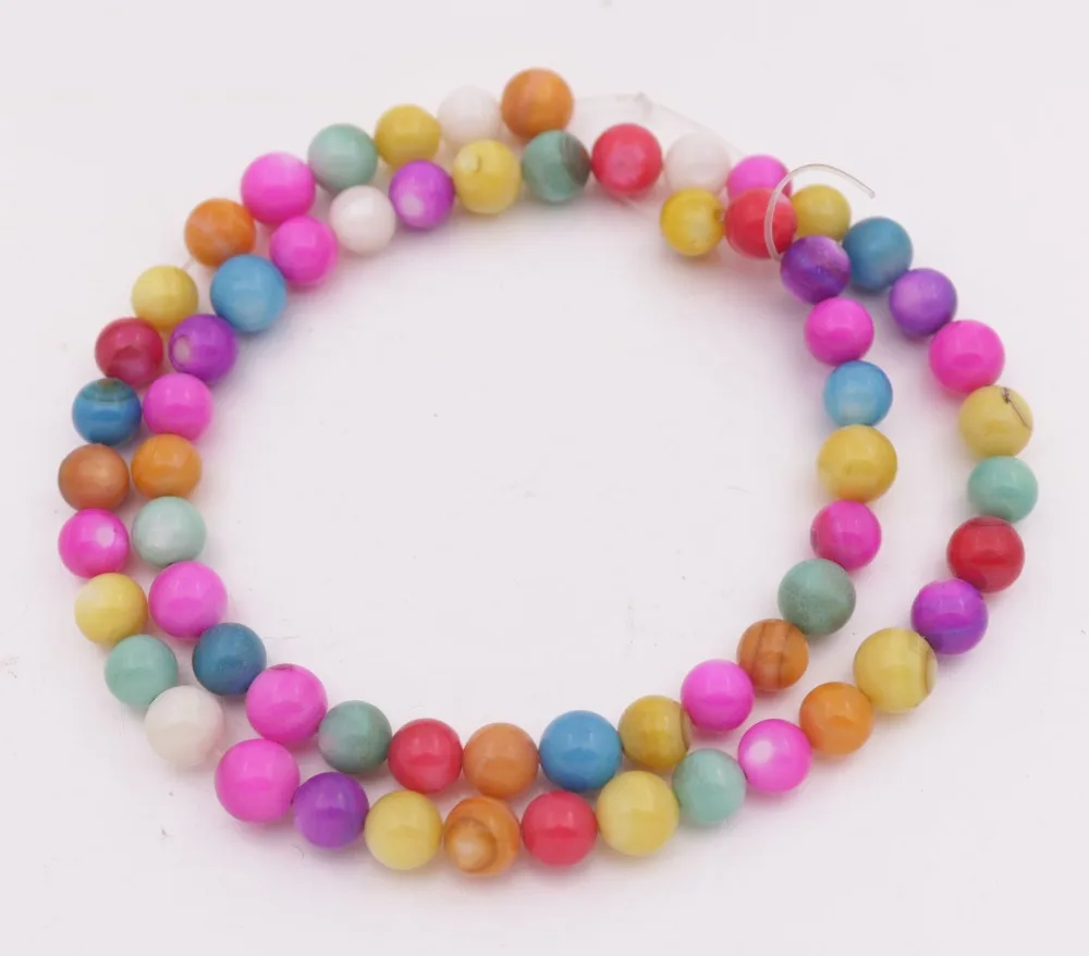 Круглые бусины в виде ракушек натуральный белый перламутровый Многоцветный 15