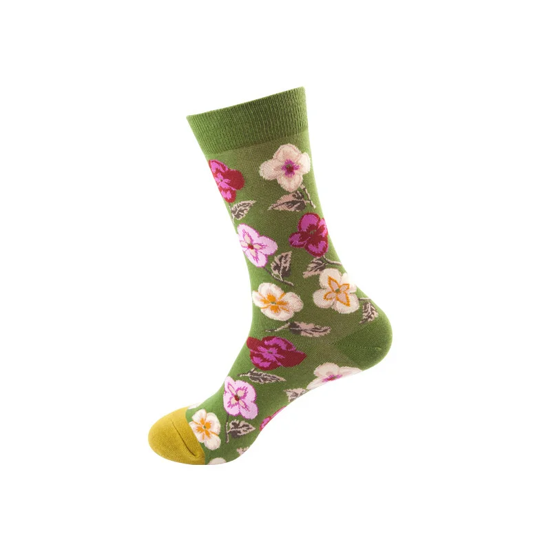 

New Sports And Leisure Unisex Hip-hop Personality Floral Pattern Series Classic Stockings Hip Happy Compression Socks