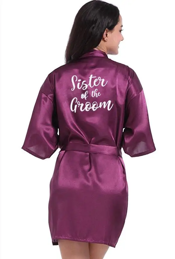 Женское свадебное кимоно темно Фиолетовое Атласное платье для невесты|Халаты| |