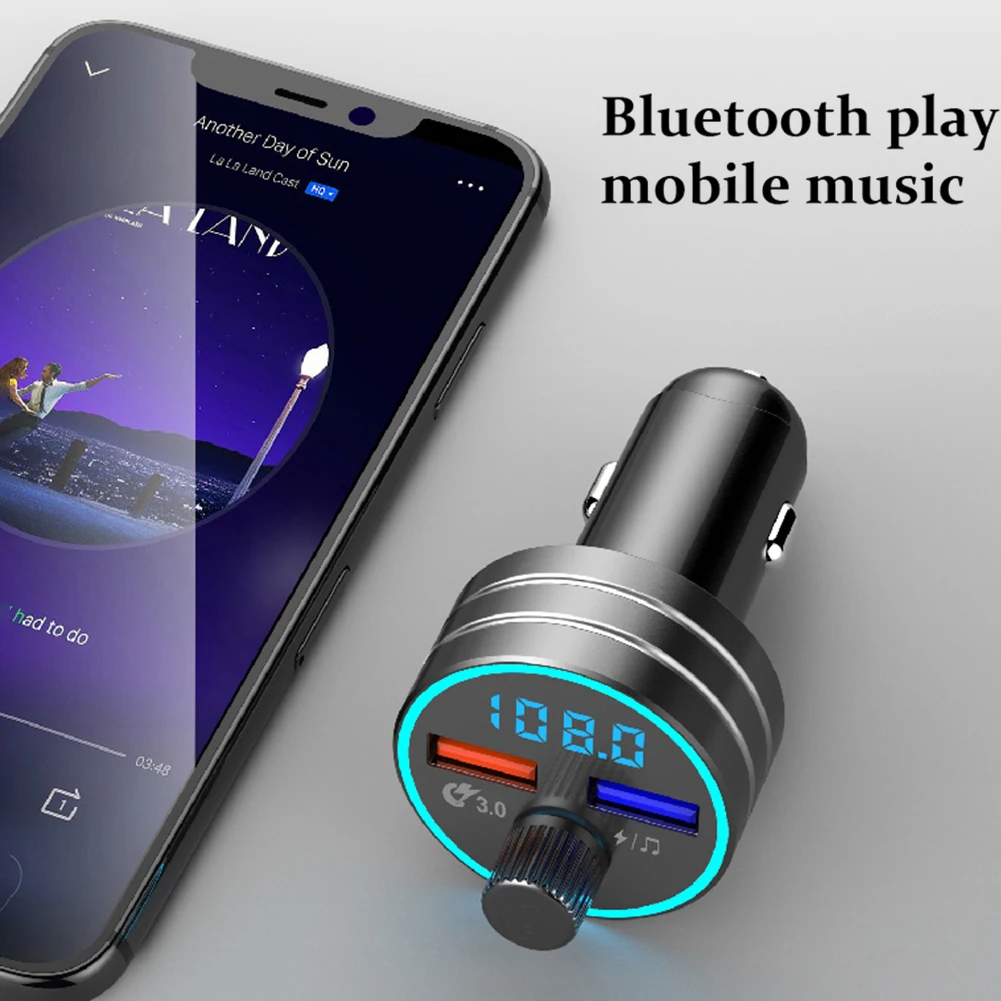 

FM Transmitter Bluetooth-compatible 5.0 Handsfree Car Kit MP3 Player QC3.0 Dual USB Quick Charger Wireless FM Radio Modulator