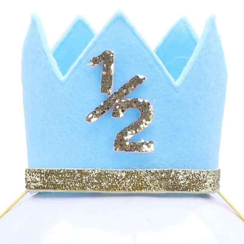 Newborn Infant Toddler Baby Girl Boy Half 1/2 First Second Third Birthday Crown Party Cake Smash Headband Hair Accessories blue | Детская