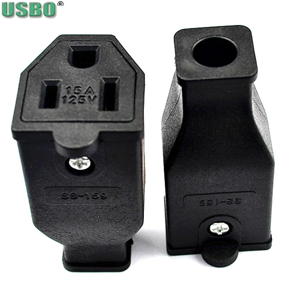 

Black ce copper American L5-15R Female Wiring power plug 3p Elcectrical AC US Power cord detachable industrial socket 15A 125V