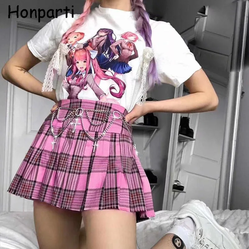 

Harajuku Plaid Gothic Pleated Skirts Grunge Goth EGirl y2k High Waist Women Mini Skirts Sexy Clubwear Clothes