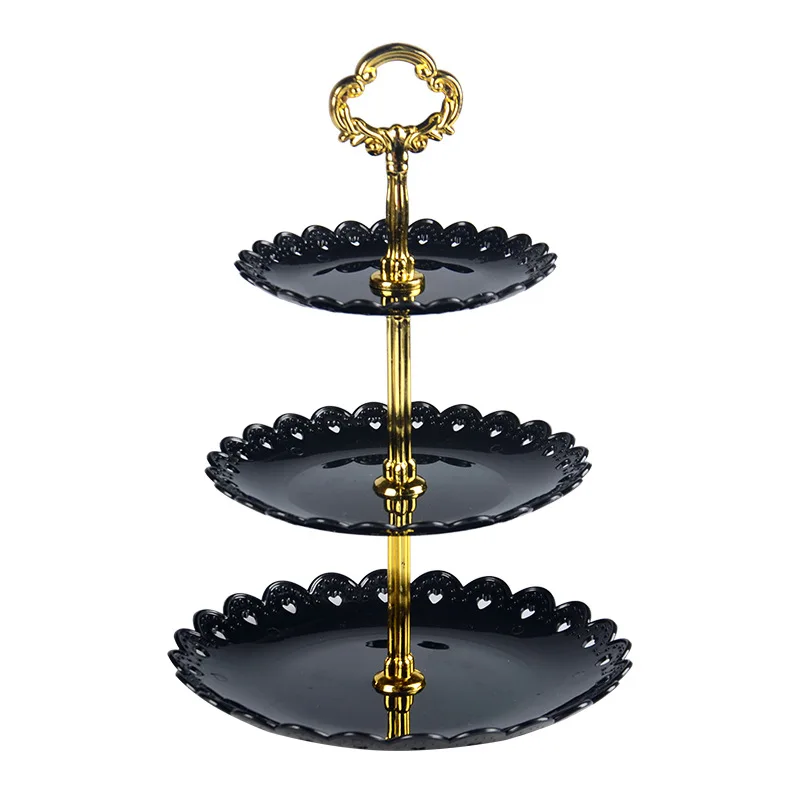 

DXUIALOI European-style dessert fruit plate three-tier cake stand dessert stand wedding party candy plate dried fruit plate