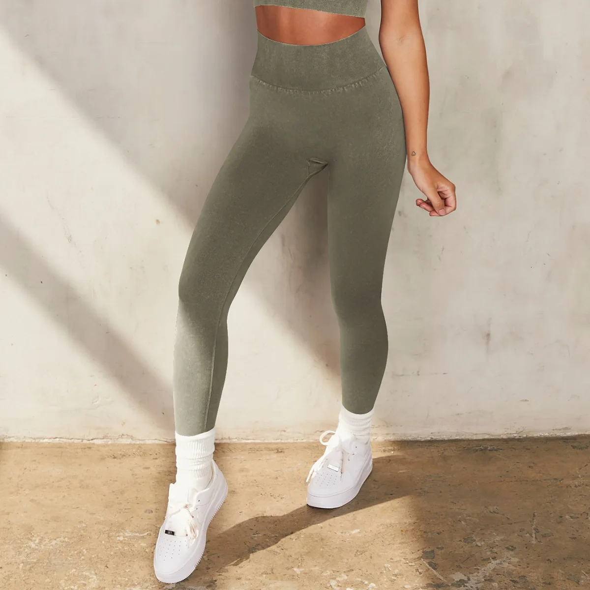 Seamless Yoga Leggings Washed Elastic Tight Fitness Pants Trousers for Women's Sports Running Quick-drying Fitness Pants