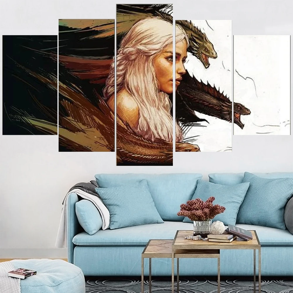 

5 Pieces Wall Art Canvas Painting Game Character Poster Modern Living Room Bedroom Home Decoration Modular Pictures Framework