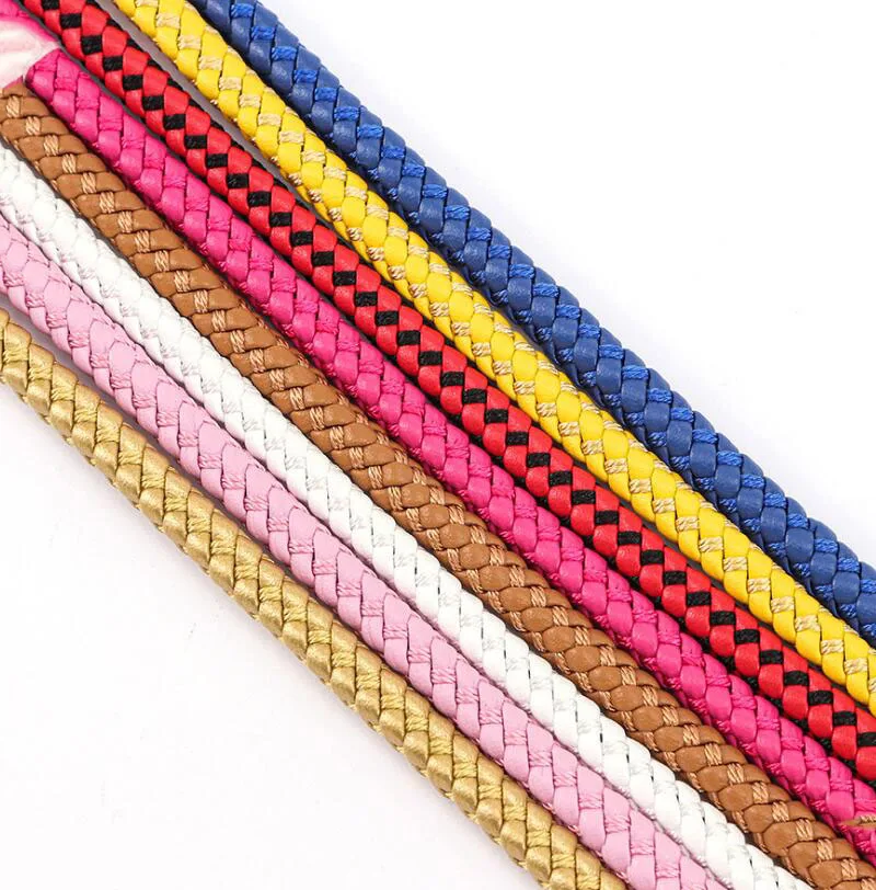 Плетеная веревка из микрофибры 7-8 мм + 1 м кожаная для браслетов сделай сам