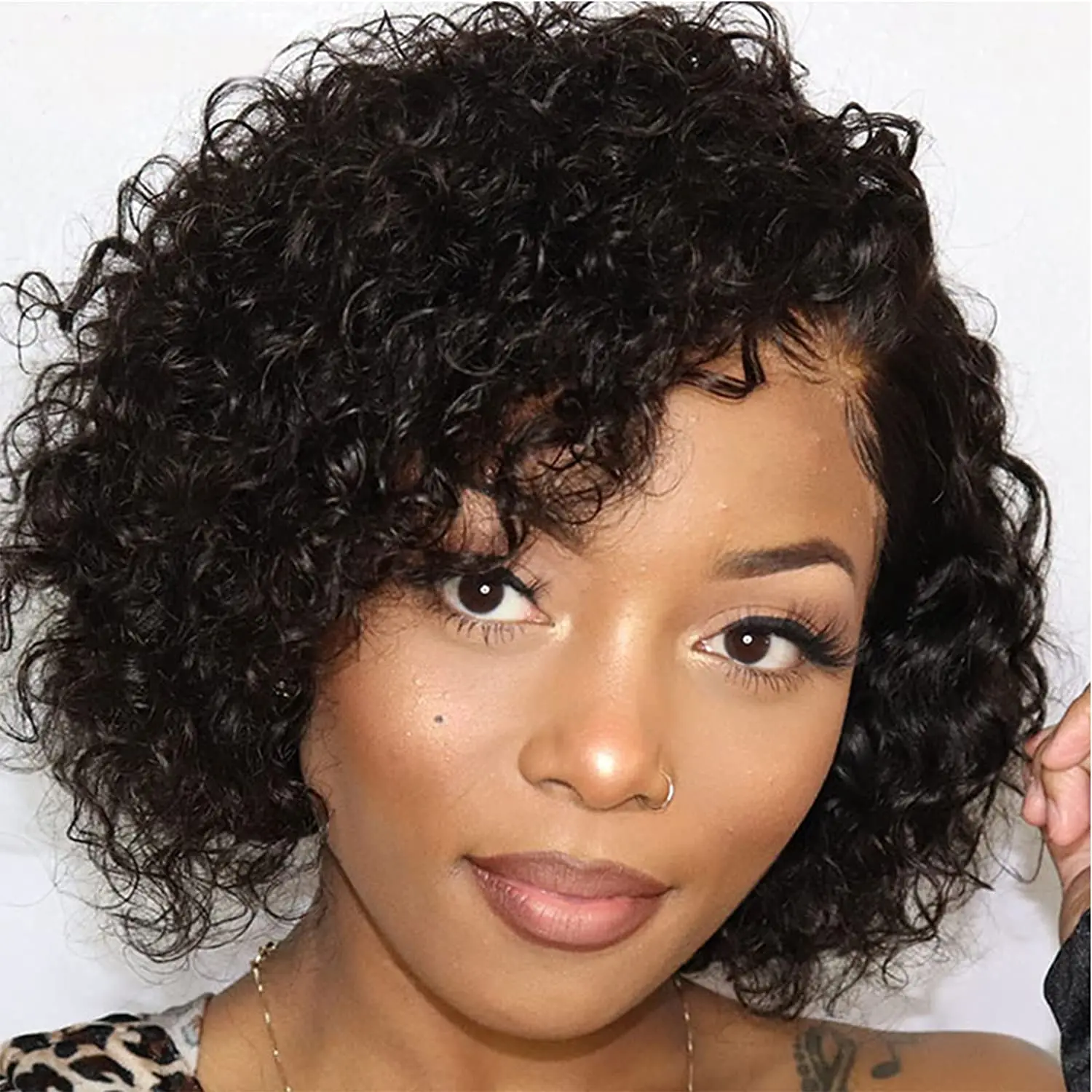 

Transparent Pixie Cut Curly Wave Short Bob 13x6x1 Side Part Lace Human Hair Wigs Malaysian Human Hair Wigs For Black Women