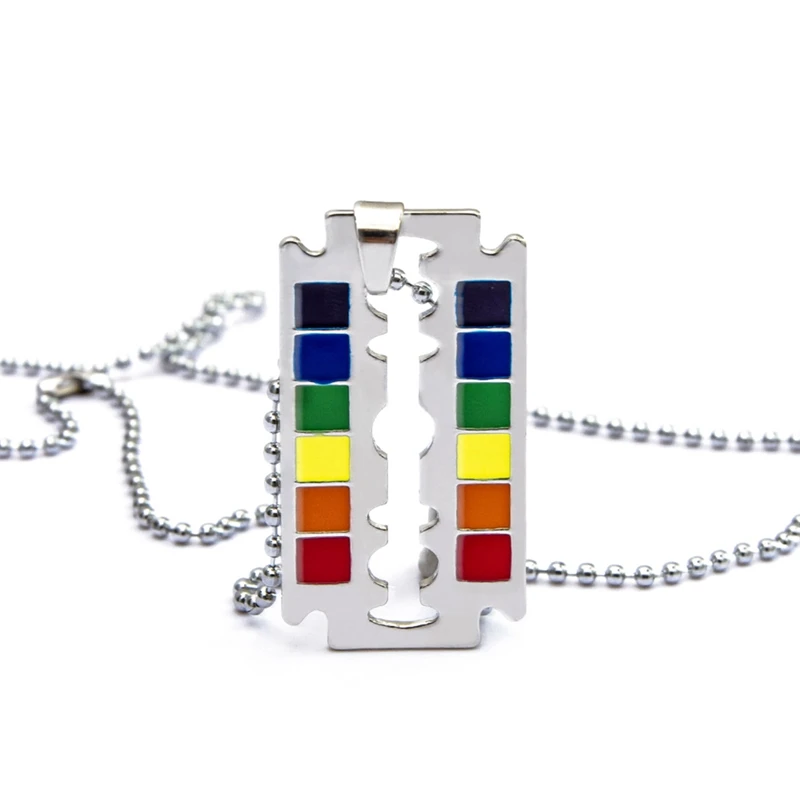 Флаг ЛГБТ Радуга лезвие бритвы кулон гей и лесбиянок гордость ожерелье кружева