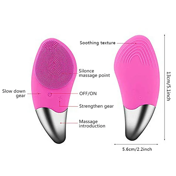 

2in1 USB Charging Electric Face Cleansing Brush Facial Clean Silicone Sonic Vibration Mini Deep Pore Cleaner Skin