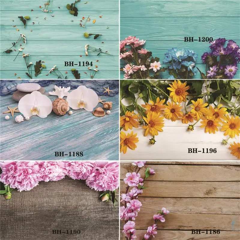 

ZHISUXI Vinyl Custom Photography Backdrops Prop Flower and Wooden Planks Theme Photography Background #0101