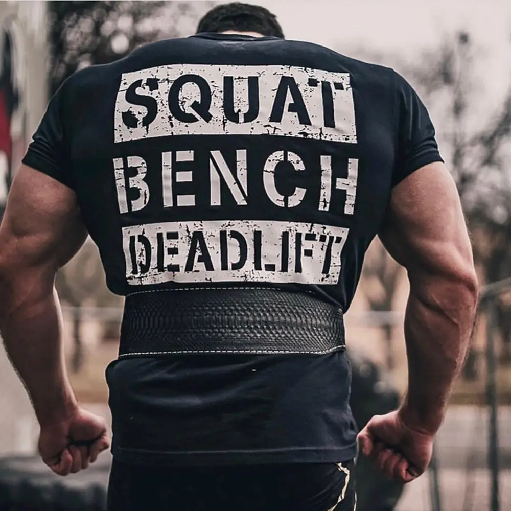 

Gym Fitness Printed T Shirt Men Running Sport T-shirt Bodybuilding Cotton Tee Shirt Tops Summer Male Training Crossfit Clothing