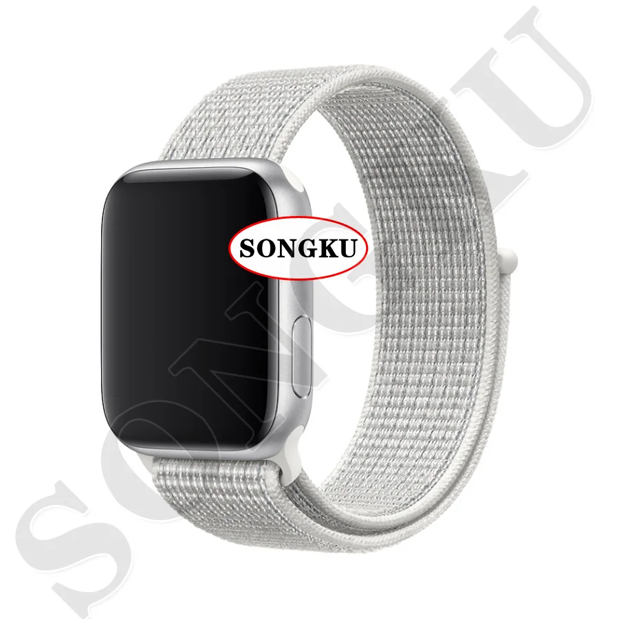 S Nylon White SONGKU IWO 12 часы серии 5 1:1 умные часы 40 мм 44 мм Bluetooth часы для apple iPhone Siri Android телефон цветной ремешок - Цвет: S Nylon White