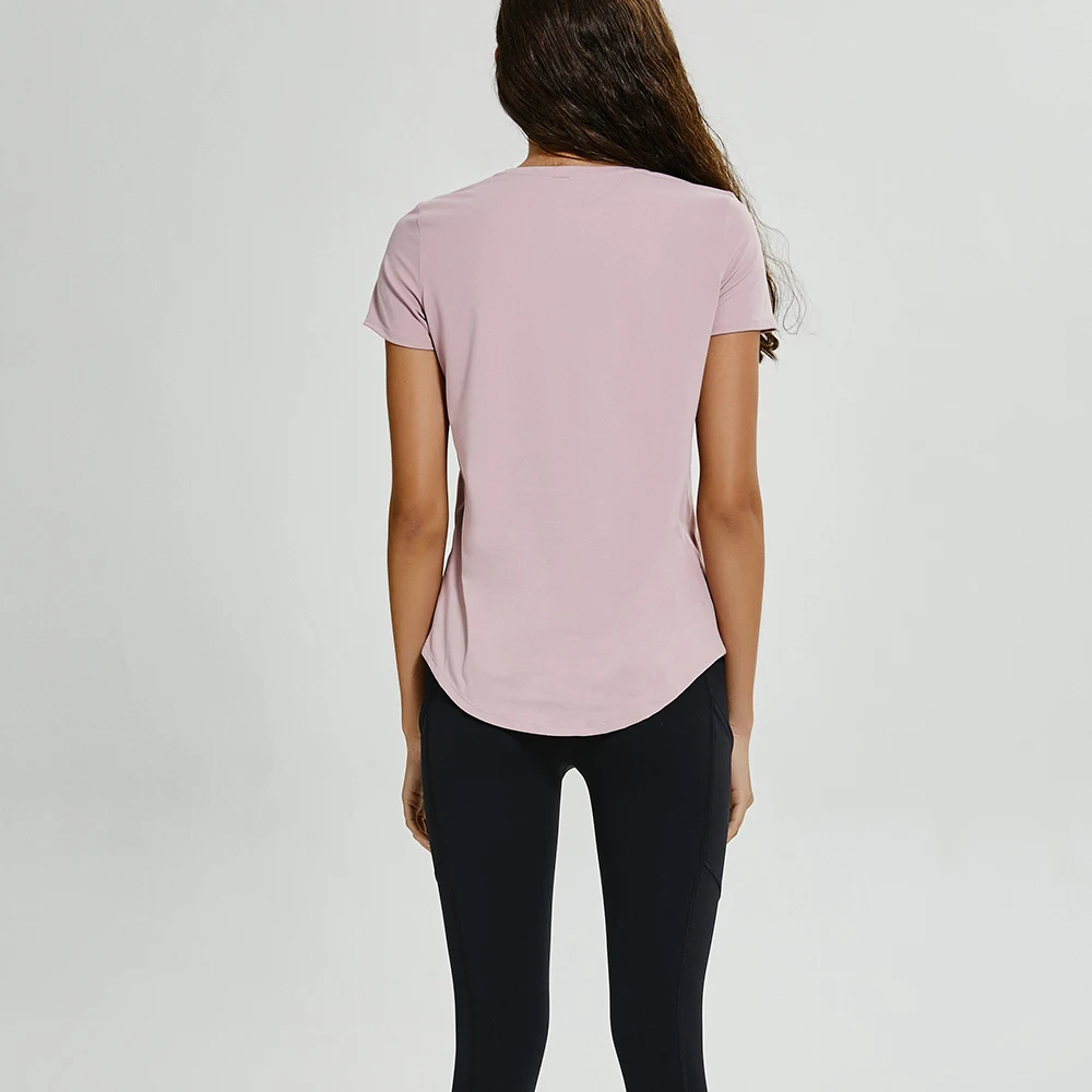

Sports T Shirts Yoga Top Women Breathable Fitness Gym Active Workout Running Athletic Push Up Walking Wear Tank Short Sleeve
