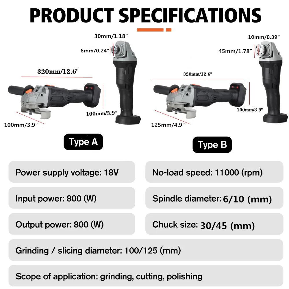 

18V 100/125mm Brushless Impact Angle Grinder Upgrade LED Display 2 Speed Cordless Cutting Machine Polisher for Makita Battery