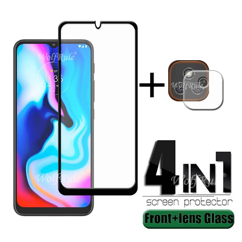 4 en 1 para Moto E7 Plus Glass para Motorola Moto E7 Plus Vidrio templado Full Glue HD Protector de pantalla para Moto E7 Plus Lens Glass-0