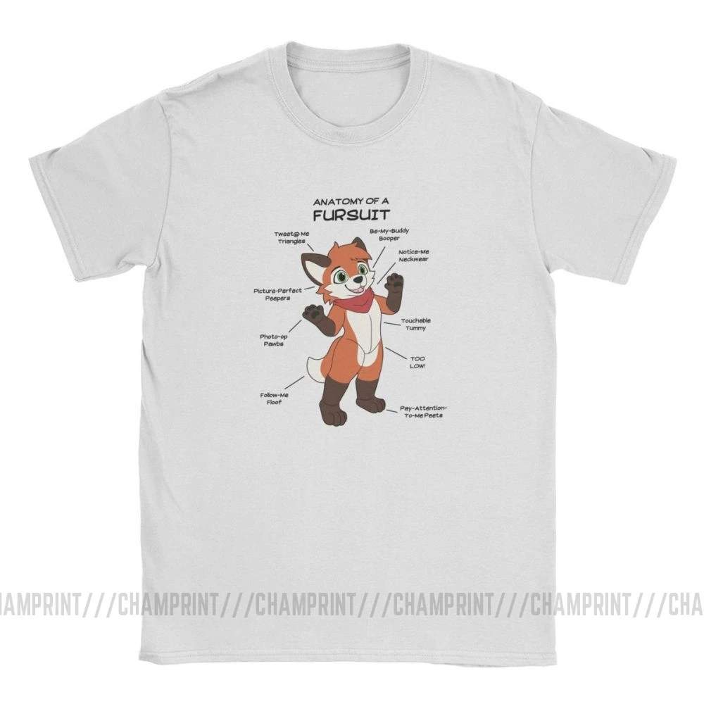 Мужская креативная футболка Fursuit с рисунком анатомии лисы и папы коротким