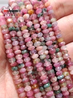 natural stone faceted colored tourmaline beads small section loose spacer for jewelry making diy necklace bracelet 153x4mm