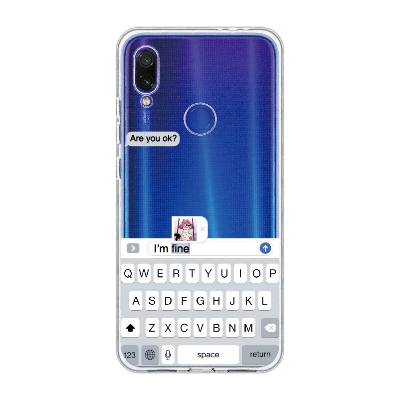 Забавный чехол с надписью Are You Ok I Am Fine для Xiaomi Mi Redmi Note 5 6 7 8 9 10 lite Pro Plus мягкий