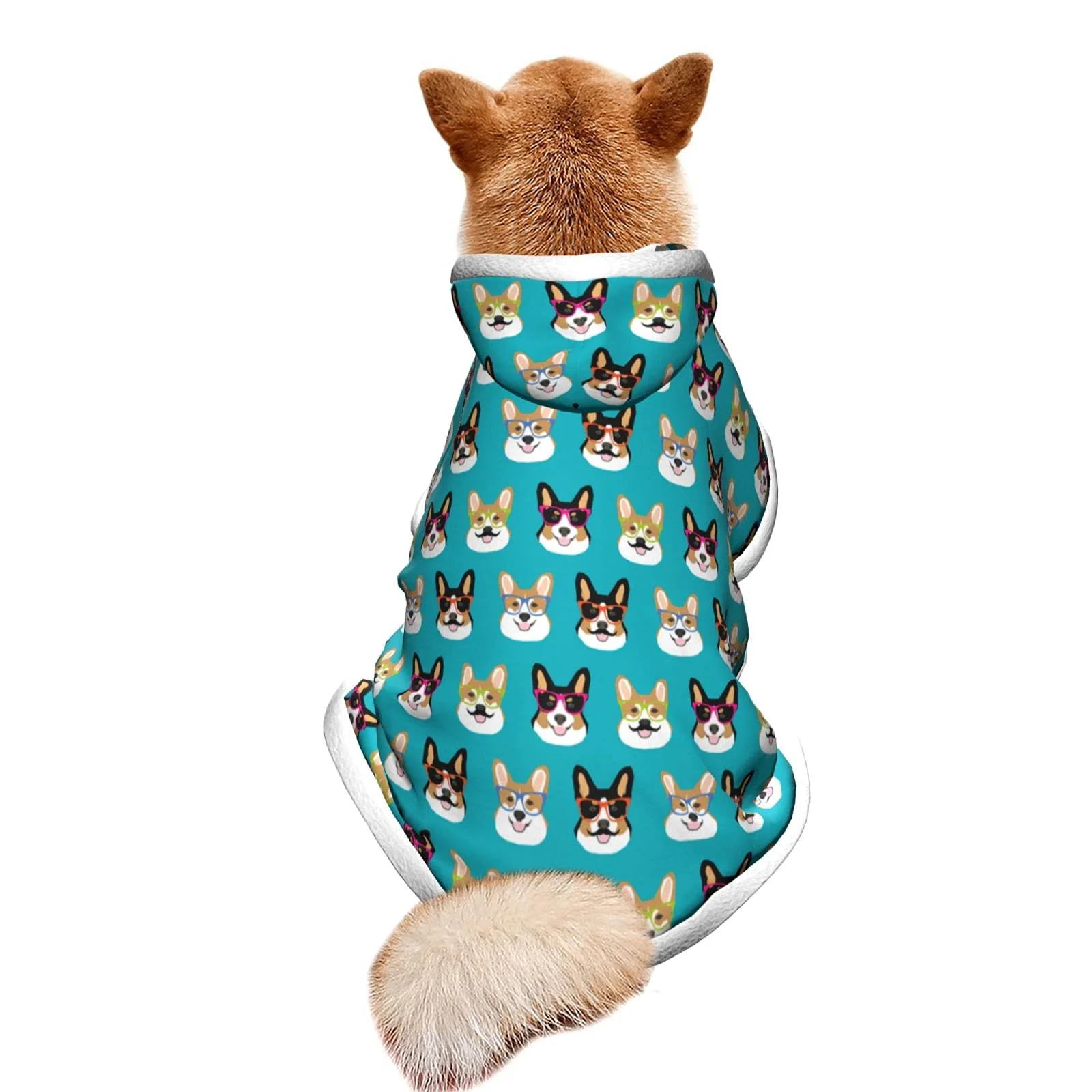 

Плюшевая накидка для домашних животных с капюшоном и принтом собаки, теплая зимняя накидка, подходит для маленьких и средних собак и кошек (...