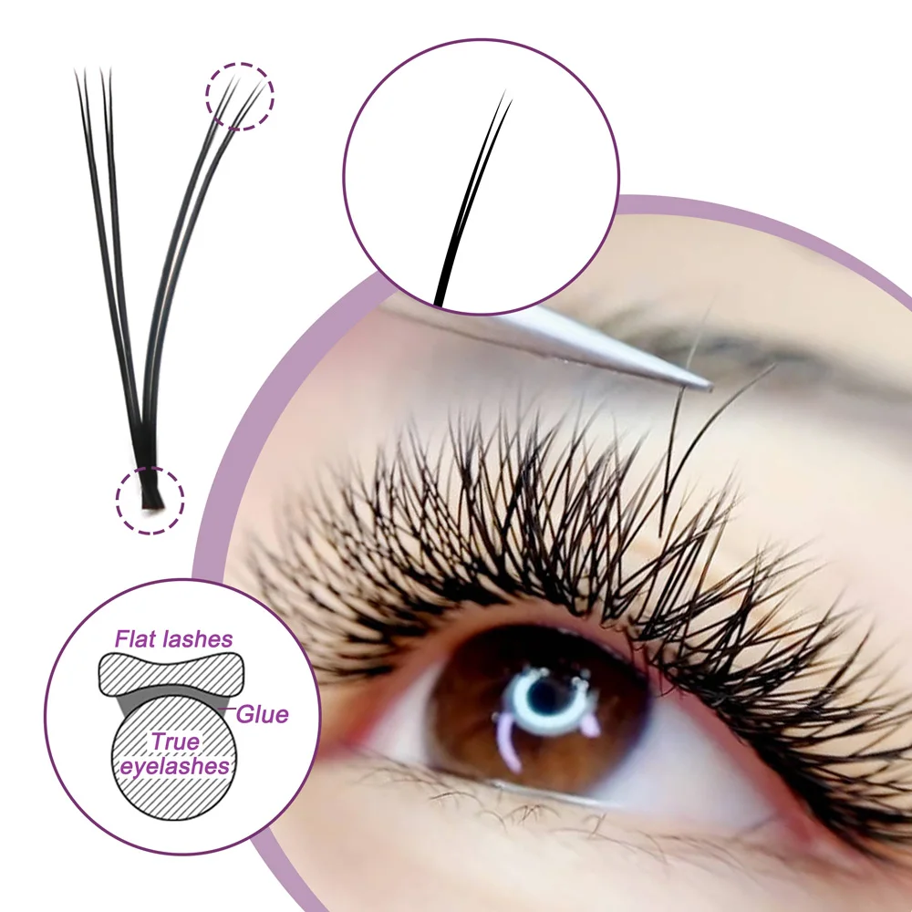 Ресницы Quewel V-образные для наращивания плоские двухсторонние из искусственной