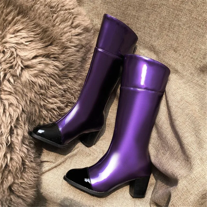 Новинка Сезон осень-зима Сапоги до середины икры Женская обувь Модные сапоги