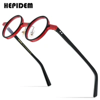hepidem acetate optical glasses frame men 2021 retro vintage small round eyeglasses myopia prescription spectacles eyewear 9157